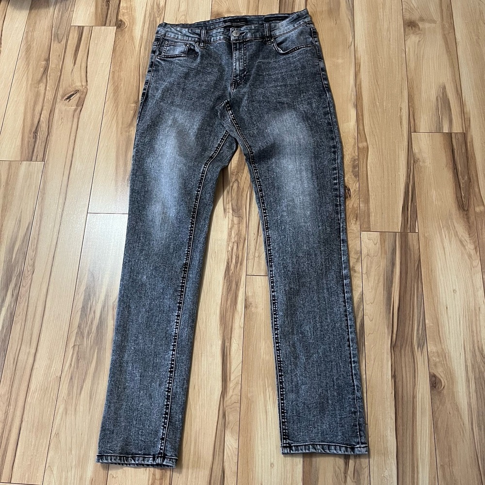 American Tall Jeans Mens 34x38 Carman Tapered Fit Stone Wash Gray Stretch Denim